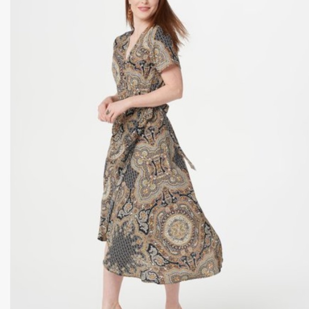 NEW! Bishop + Young Paisley Wrap Midi Dress Size Medium